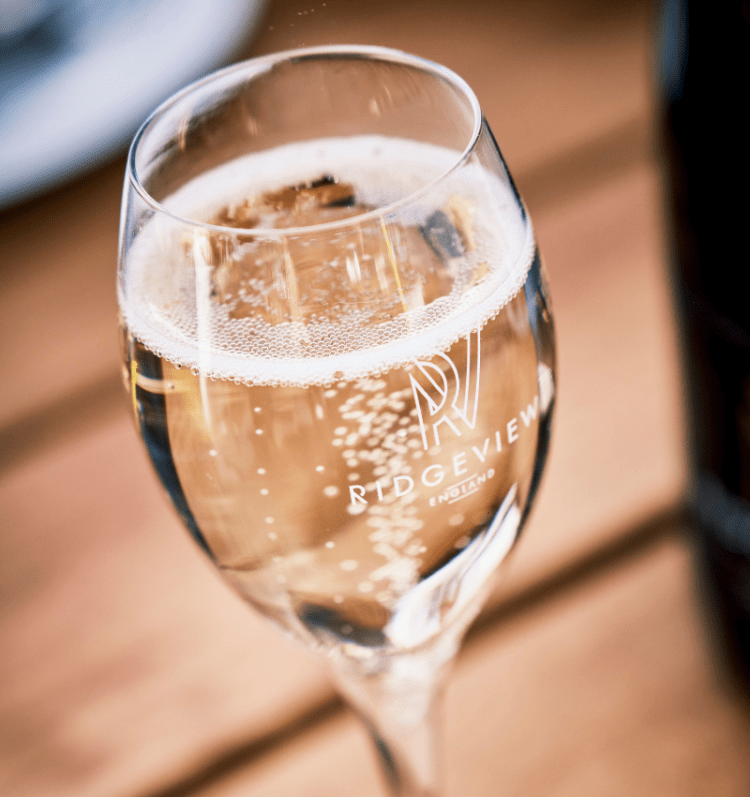 Ridgeview Wine Estate, English Sparkling Wine in a glass