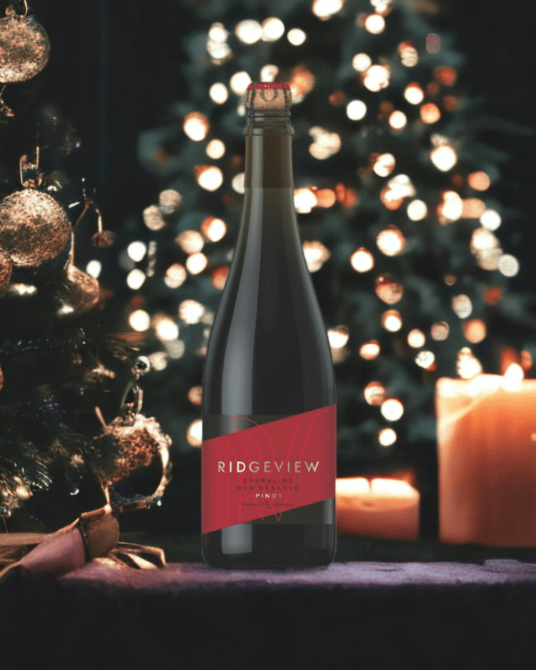 Ridgeview Sparkling Red Reserve at Christmas